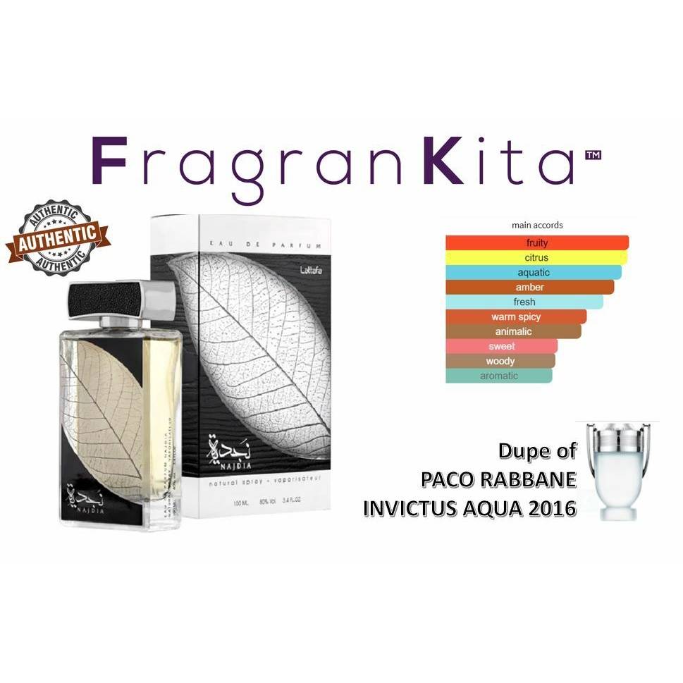 Lattafa Najdia EDP [dupe of Paco Rabanne Invictus Aqua 2016]