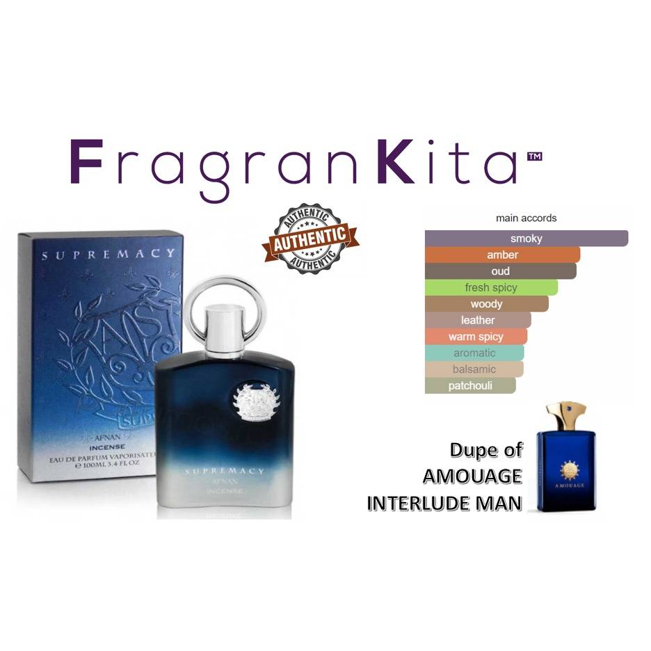 Afnan Supremacy Incense 100 ml EDP [dupe of Amouge Interlude Man]